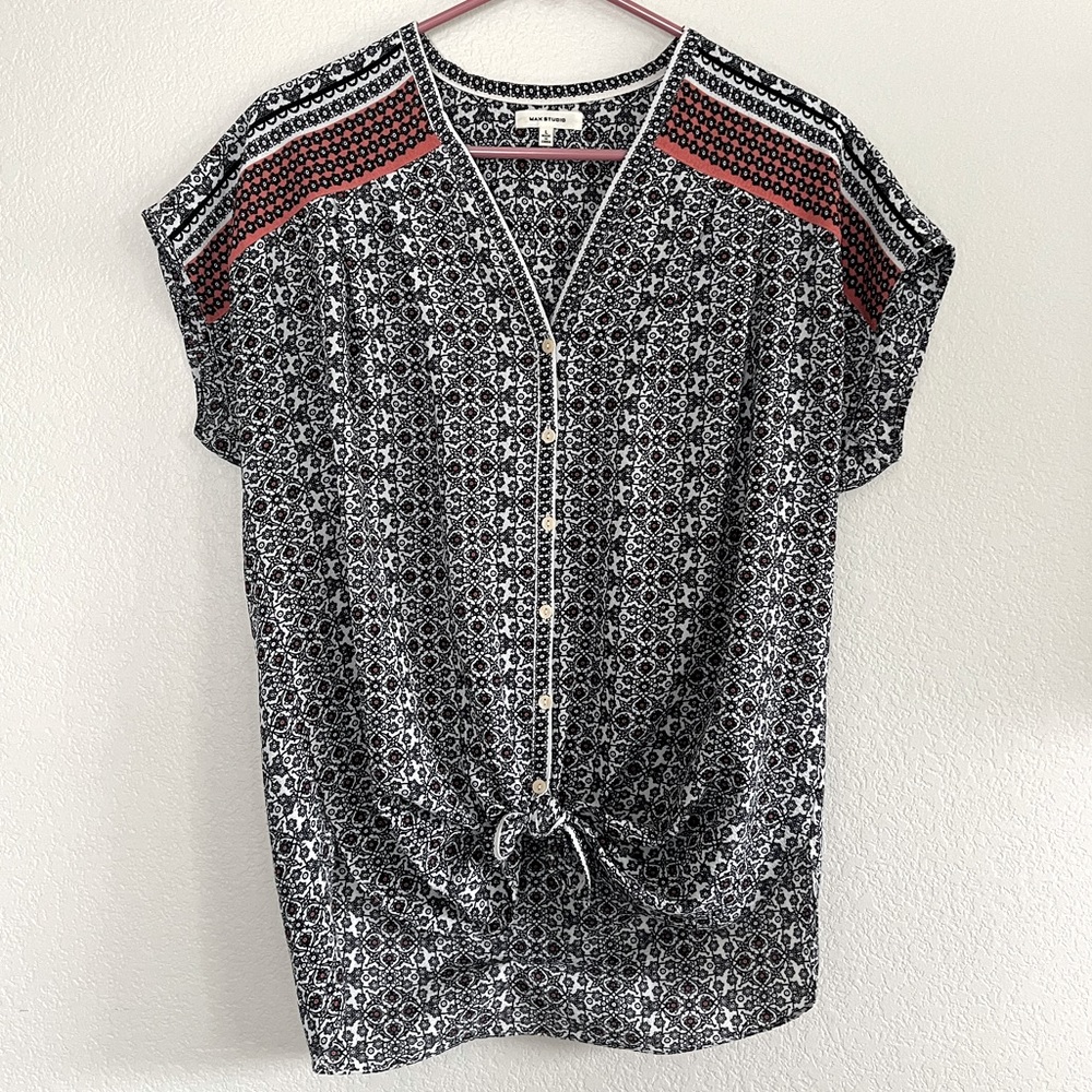 Tie-front blouse